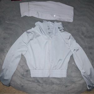 Silver Loungewear/Athletic Set with Bling Leggings and Hoodie Women’s Small